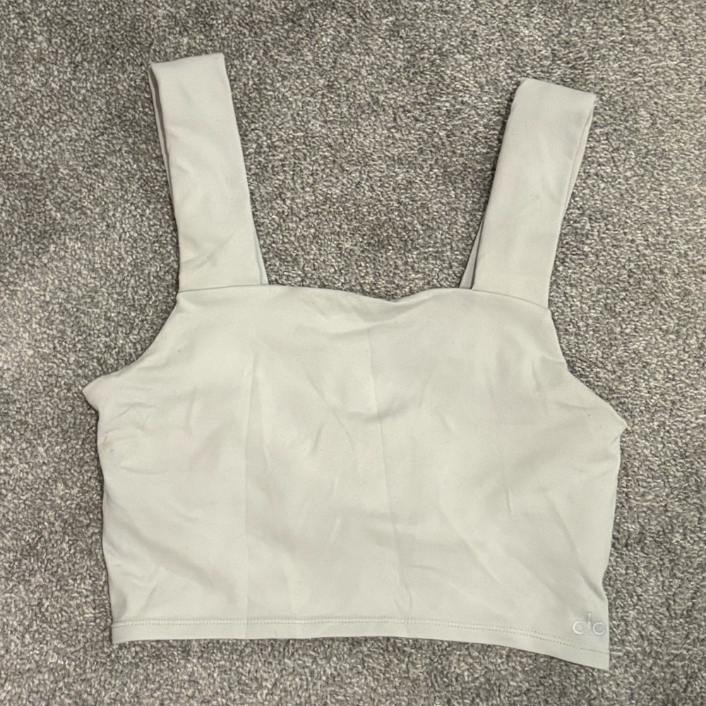 ALO Yoga Light Gray Crop Top Built-in Bra